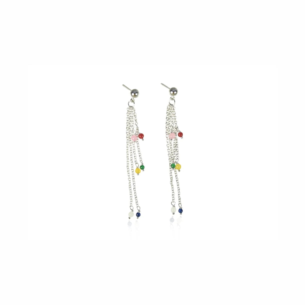 Zefina Denmark Gabriella forsølvede øreringe i multifarvet design, 6 cm