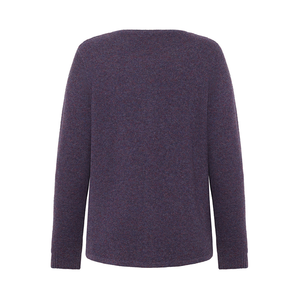 Mansted Gertrud cardigan i plum – lammeuld, lynlås og lommer