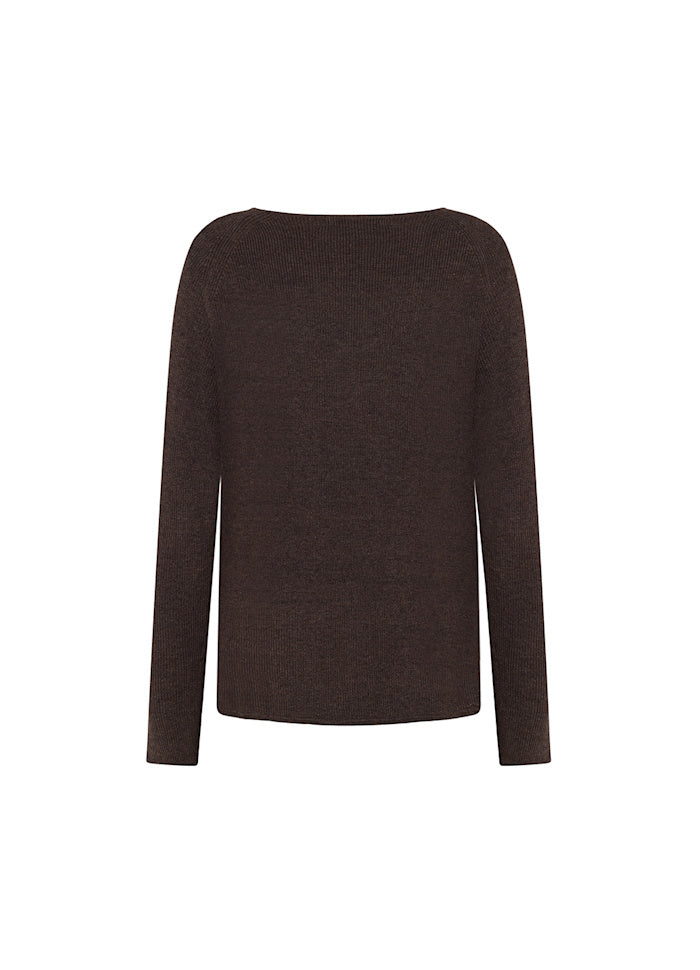 NECTARINE pullover – ryg og pasform, 29 Dark Brown (kort foran, længere bagpå)