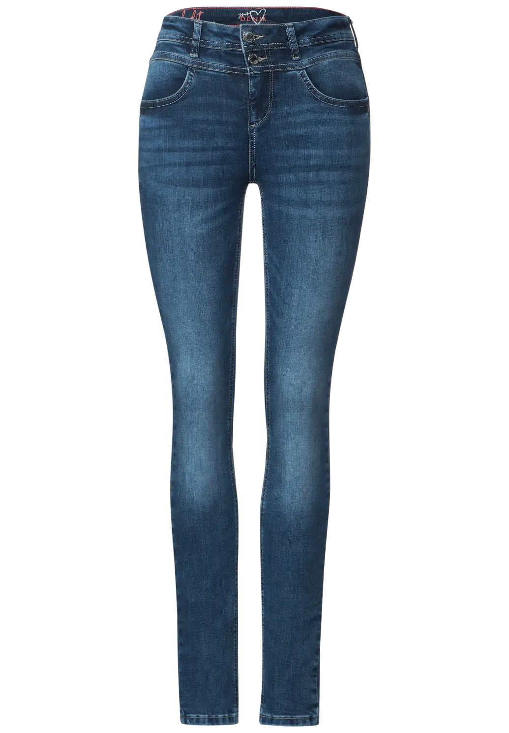 Stretchy indigo denim med smalle ben – Street One York