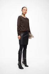 VILA VIRIL O-Neck Knit i Coffee Bean – blød strik med rund hals
