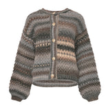 Noella Kae Knit Cardigan – light grey mix, front med knapper