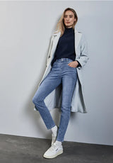 Stretchy slim leg denim med høj talje – Street One 378424