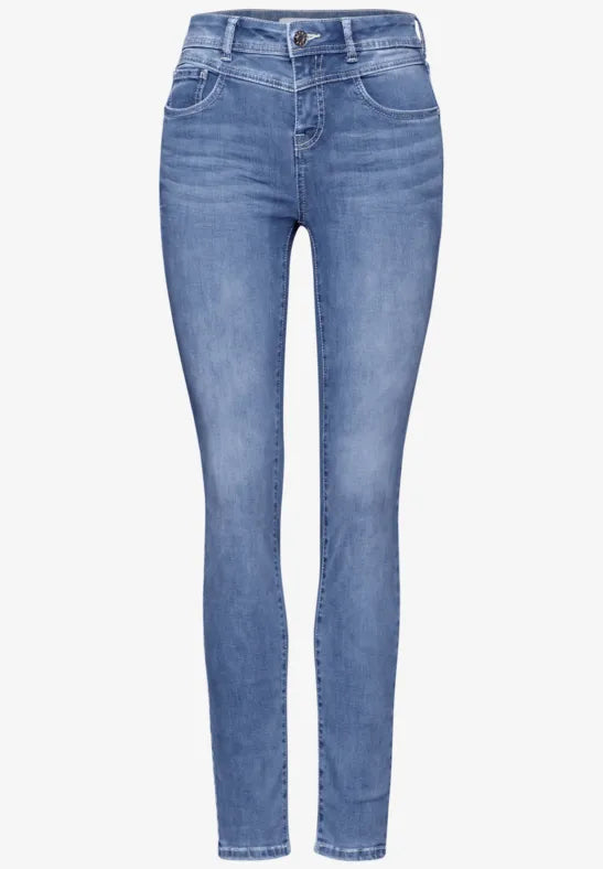 Stretchy slim leg denim med høj talje – Street One 378424