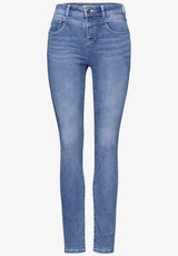Stretchy slim leg denim med høj talje – Street One 378424