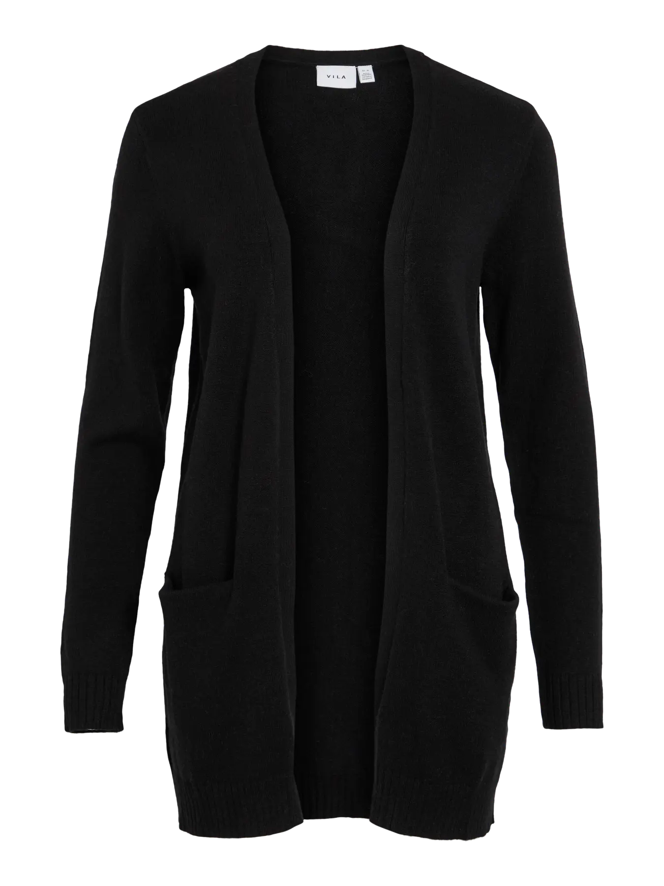 Åben sort cardigan med split neck og forlommer – VILA VIRIL 14044041"