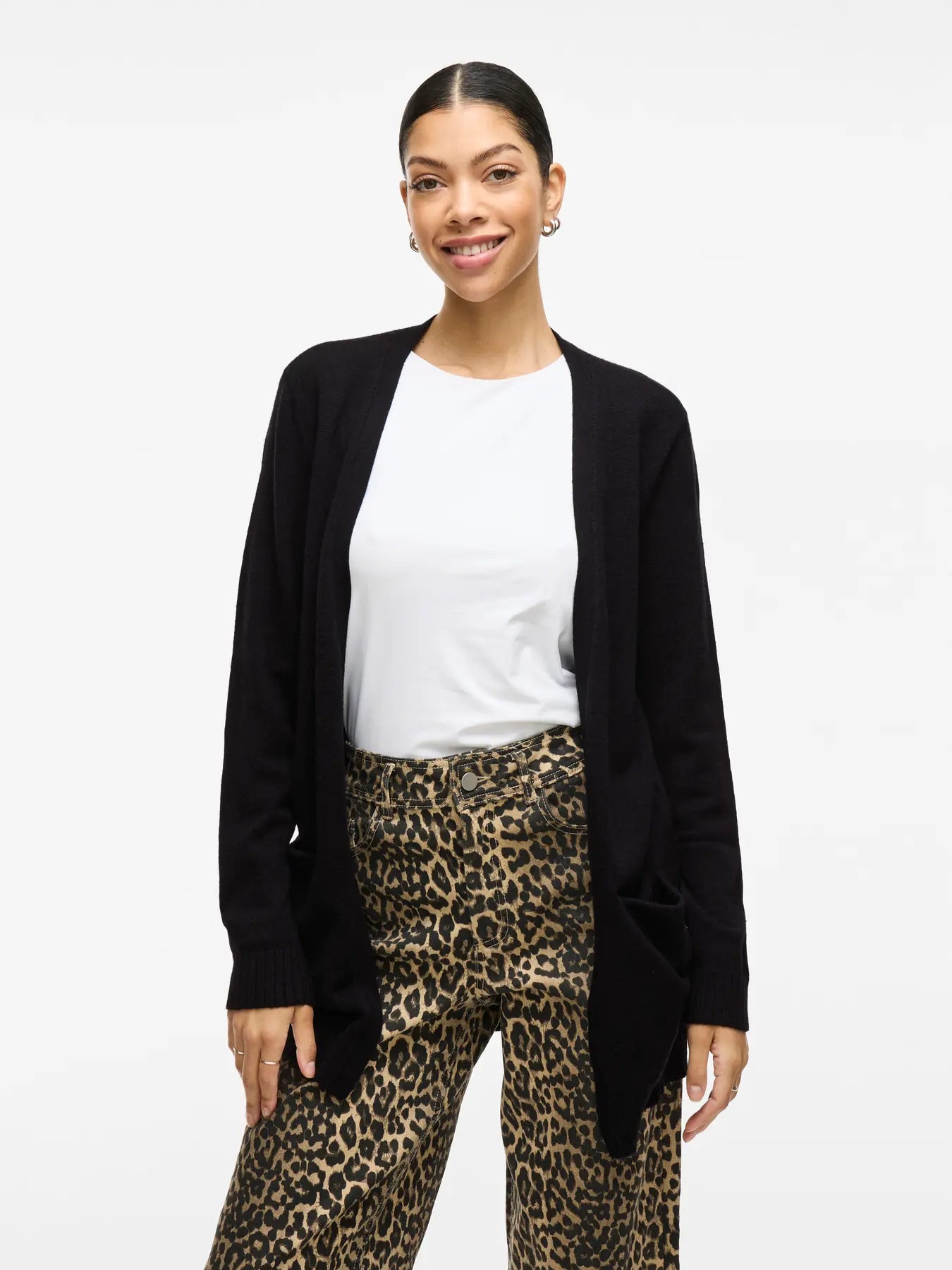 VILA VIRIL Open Knit Cardigan 14044041 i Black – front