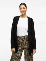VILA VIRIL Open Knit Cardigan 14044041 i Black – front