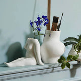 Unik hvid vase i keramik med skulpturelt look