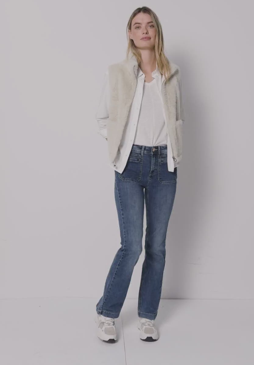 Street One Bootcut HW Jeans 379750 i Medium Blue, høj talje og bootcut