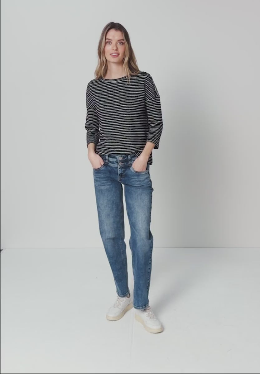 Multicolor Knit Look Shirt fra Street One i shadowed navy med striber