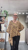 Cofur Denmark Lombok Poncho Blouse gylden med mønster i vintage indisk sarisilke