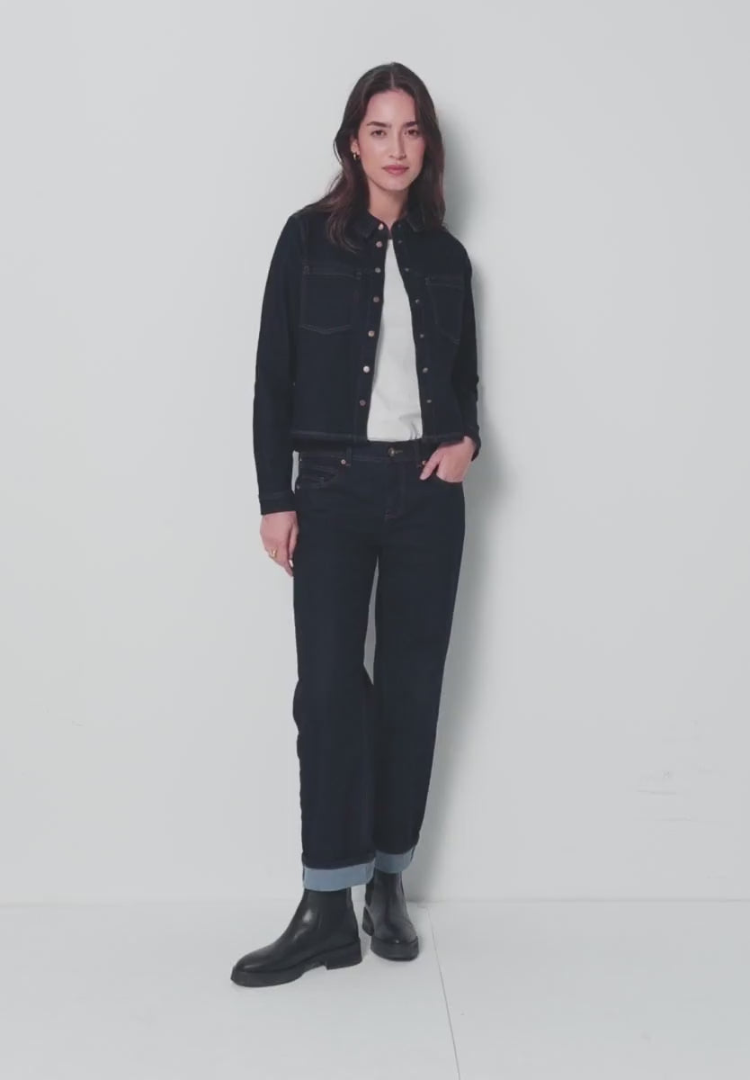 Street One Style Blouse 346057 – denimskjorte i rinse blue washed med sideslidser