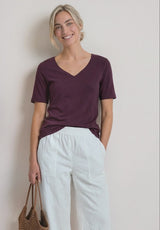 Street One Shirt w Heart Neckline 324775 Rustic Rouge