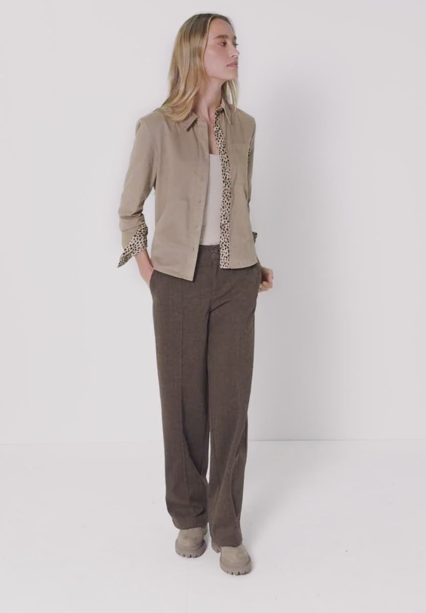 Street One corduroy skjortebluse – Flowing Beige (346125), 100% bomuld