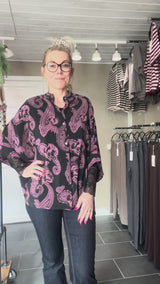 Cofur Denmark Diva Blouse sort og rosa i genanvendt indisk sarisilke