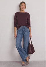 Street One finstrikket sweater i Rustic Rouge