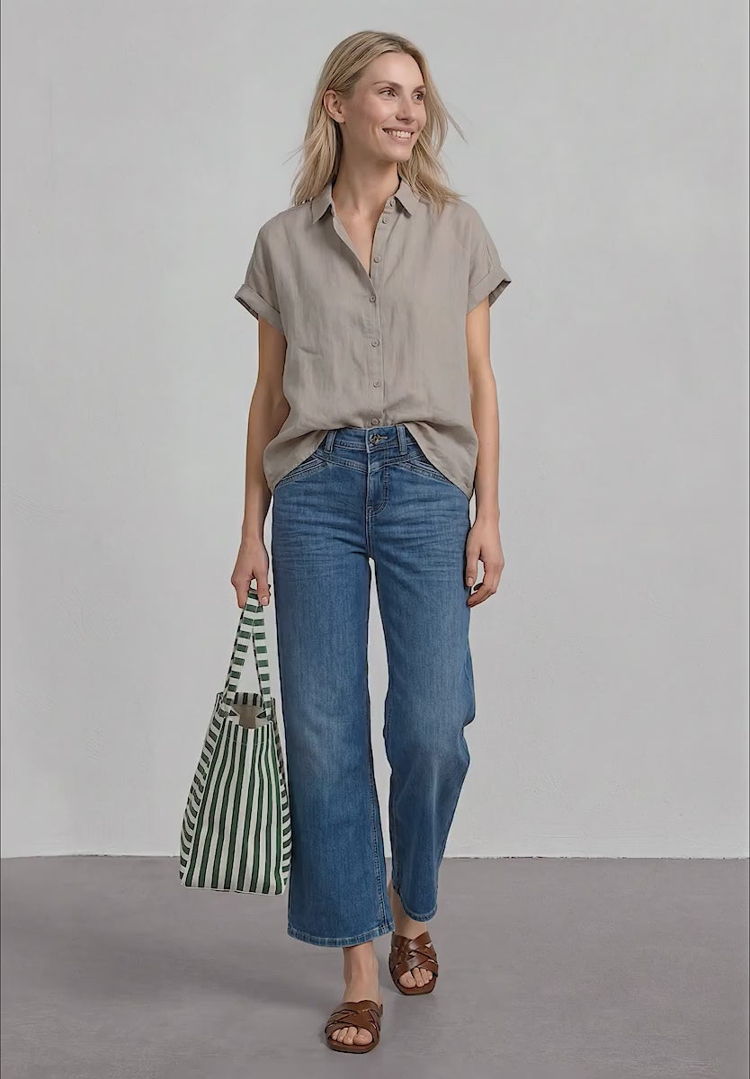beige sommerbluse fra street one i 100  hør