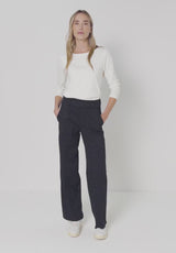 Street One QR New Lanea 324176 i off white – langærmet basisbluse med U-bådsudskæring og dobbelt forstykke