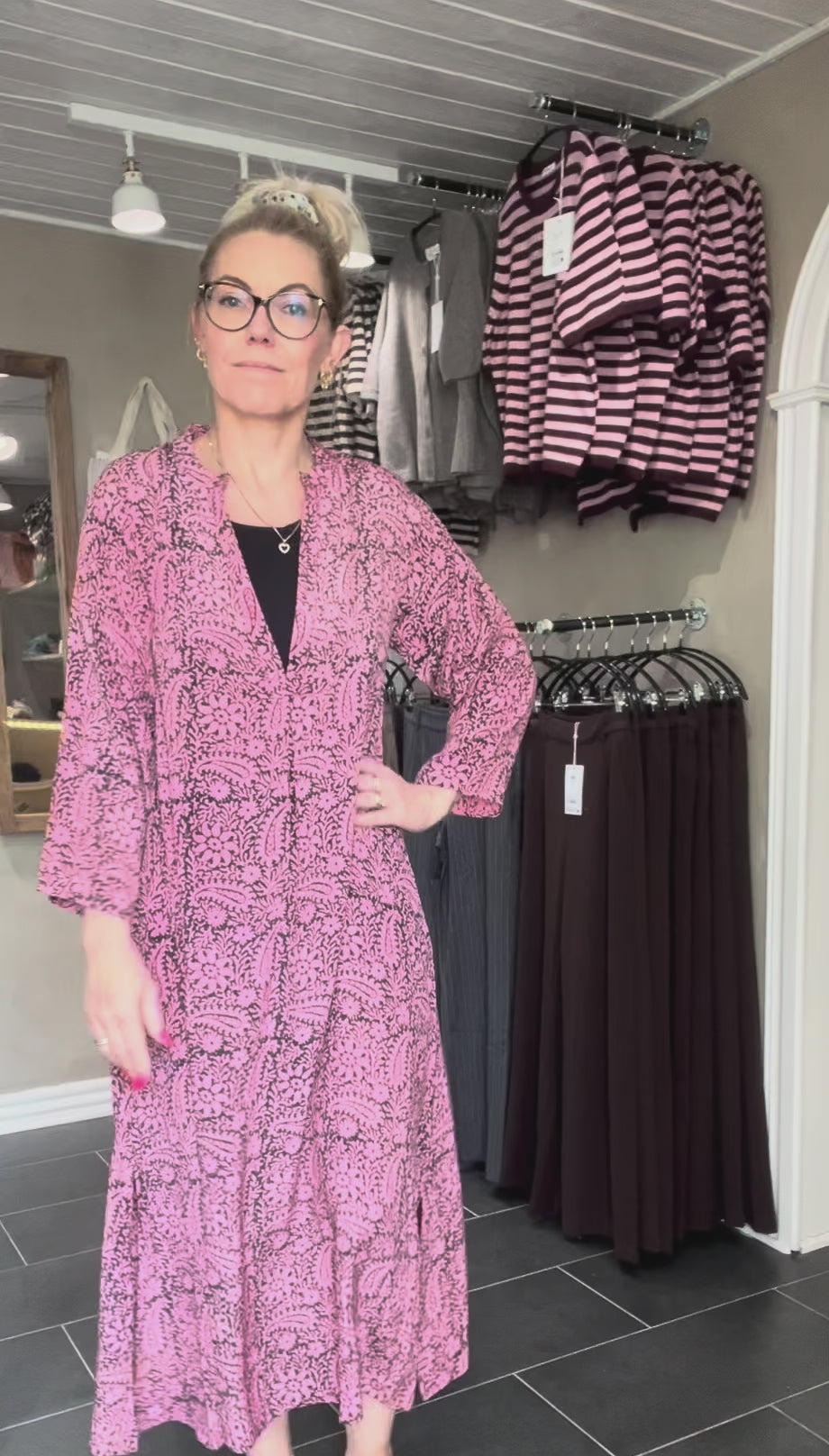 Cofur Goa Kaftan Dress rosa i indisk sarisilke