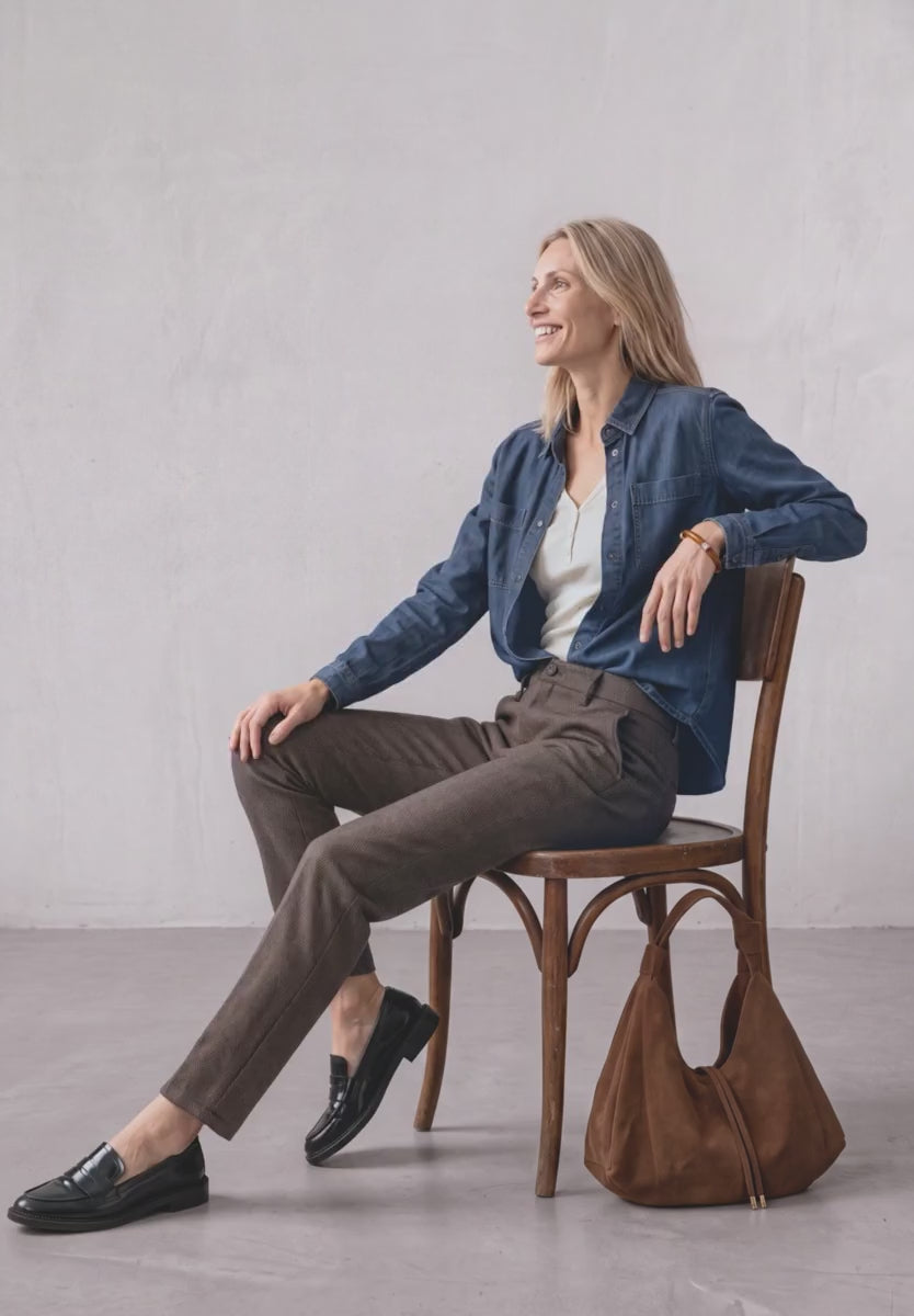 Anouk Chino Black Coffee damebukser fra Street One