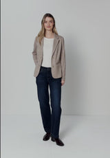 Street One ribstrikket blazer i light terra mocha