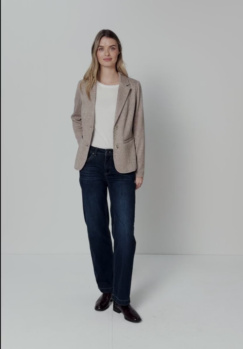Street One ribstrikket blazer i light terra mocha