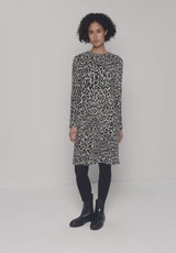 Street One knælang mønstret blød fluffy T-shirt kjole med turtleneck