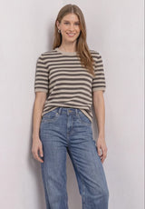Street One finstrikket sweater i Clay Sand