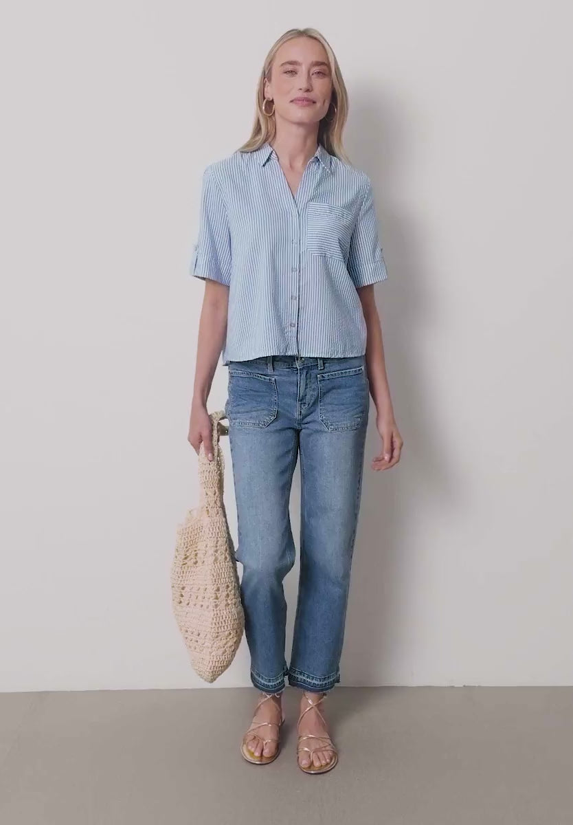 Stribet skjortebluse fra Street One i original blue
