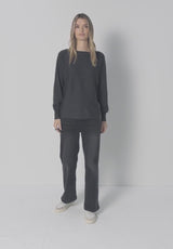 Street One Glitsende Dolman Pullover i Gravel Grey Meleret