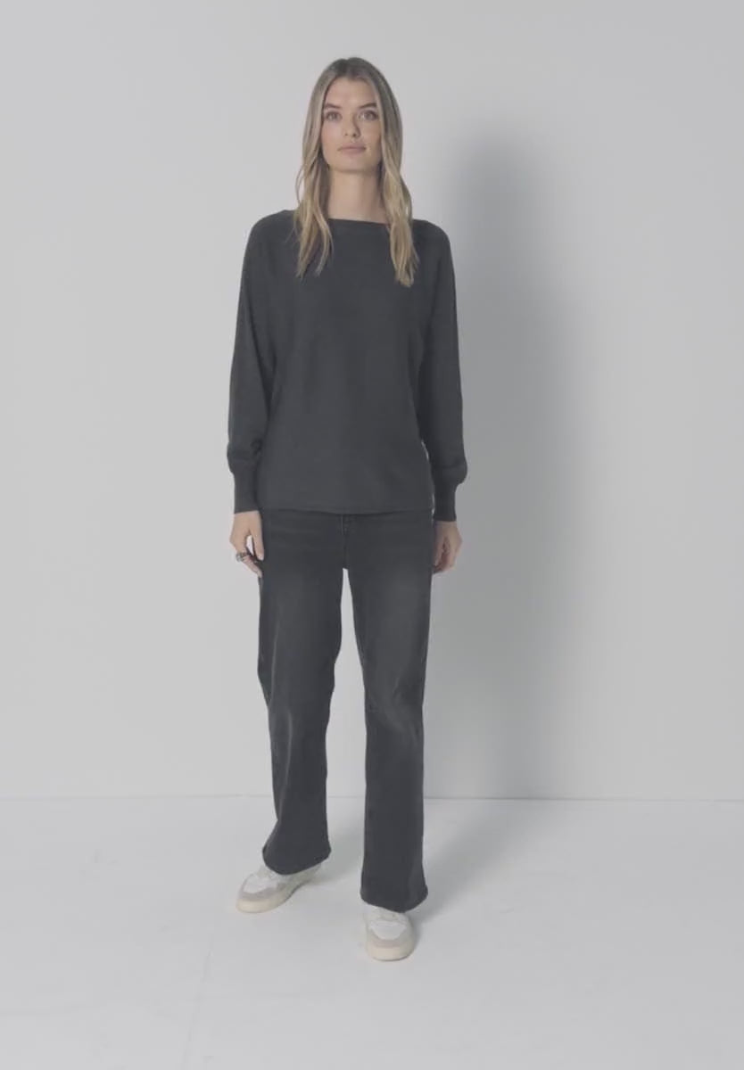 Street One Glitsende Dolman Pullover i Gravel Grey Meleret