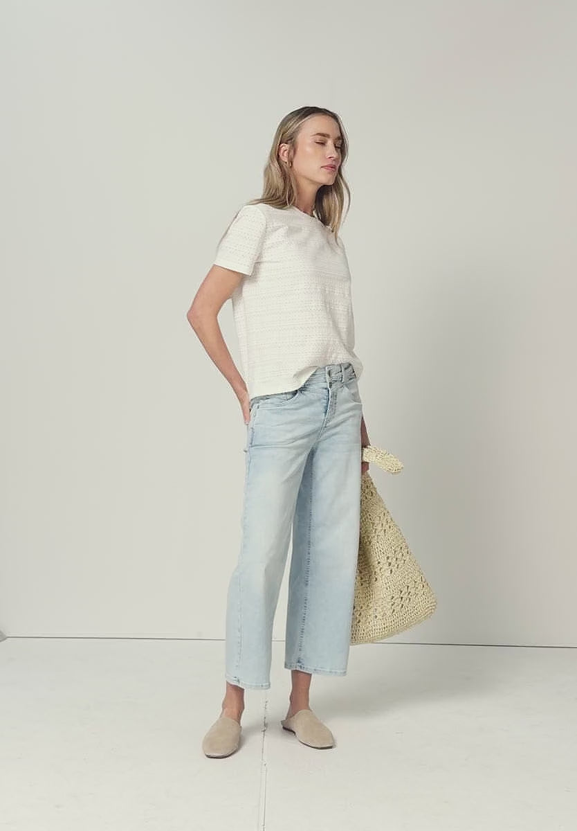 Street One blondetop off white kortærmet t-shirt med mønster dame