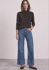 Street One strikbluse i Black Coffee med Turtle Neck
