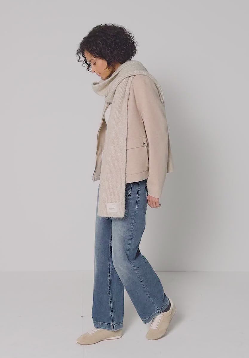 Street One 379778 wide leg high waist jeans i medium blue med påsyede lommer og spænde-detalje