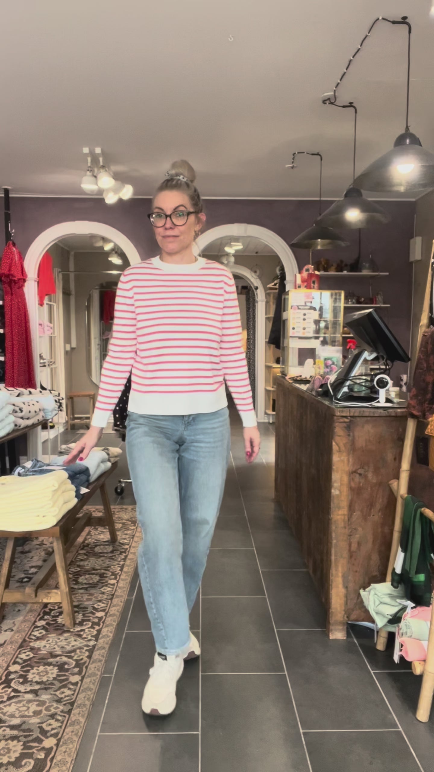 Basic sweater med stribemønster fra Street One