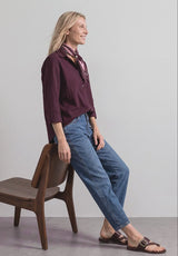 Northern Blue skjortebluse i bomuldsfløjl fra Street One