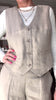 Short Vest Buttons – Hør Vest med Knapper – Timeless Beige – Street One