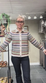 Mansted Faulkner Light Oat Fair Isle cardigan til dame