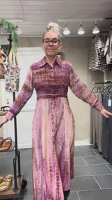 Cofur New Yorker Dress blommefarvet unika silkekjole med glimmer S/M