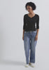 Street One LTD QR Basic Shirt – Black, rundet V-hals med knap