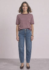 Street One finstrikket sweater i Rustic Rouge