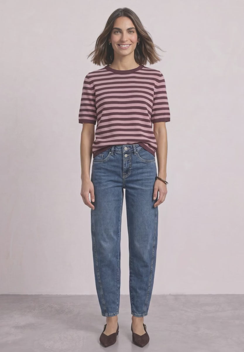 Street One finstrikket sweater i Rustic Rouge