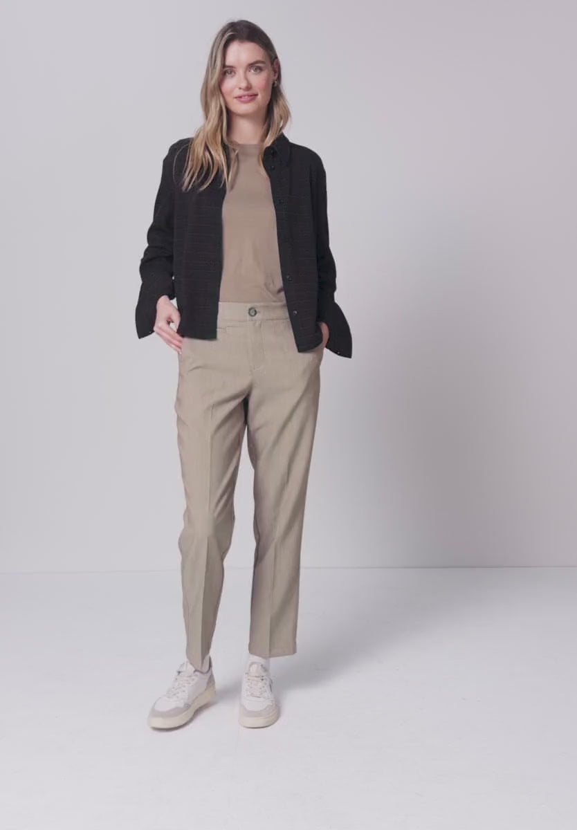 Street One damechino med mid waist, slim legs og sidelommer i Light Terra Mocha