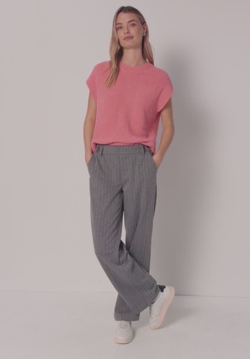 Street One ærmeløs chenille pullover 303499 i striking coral – pullunder til layering
