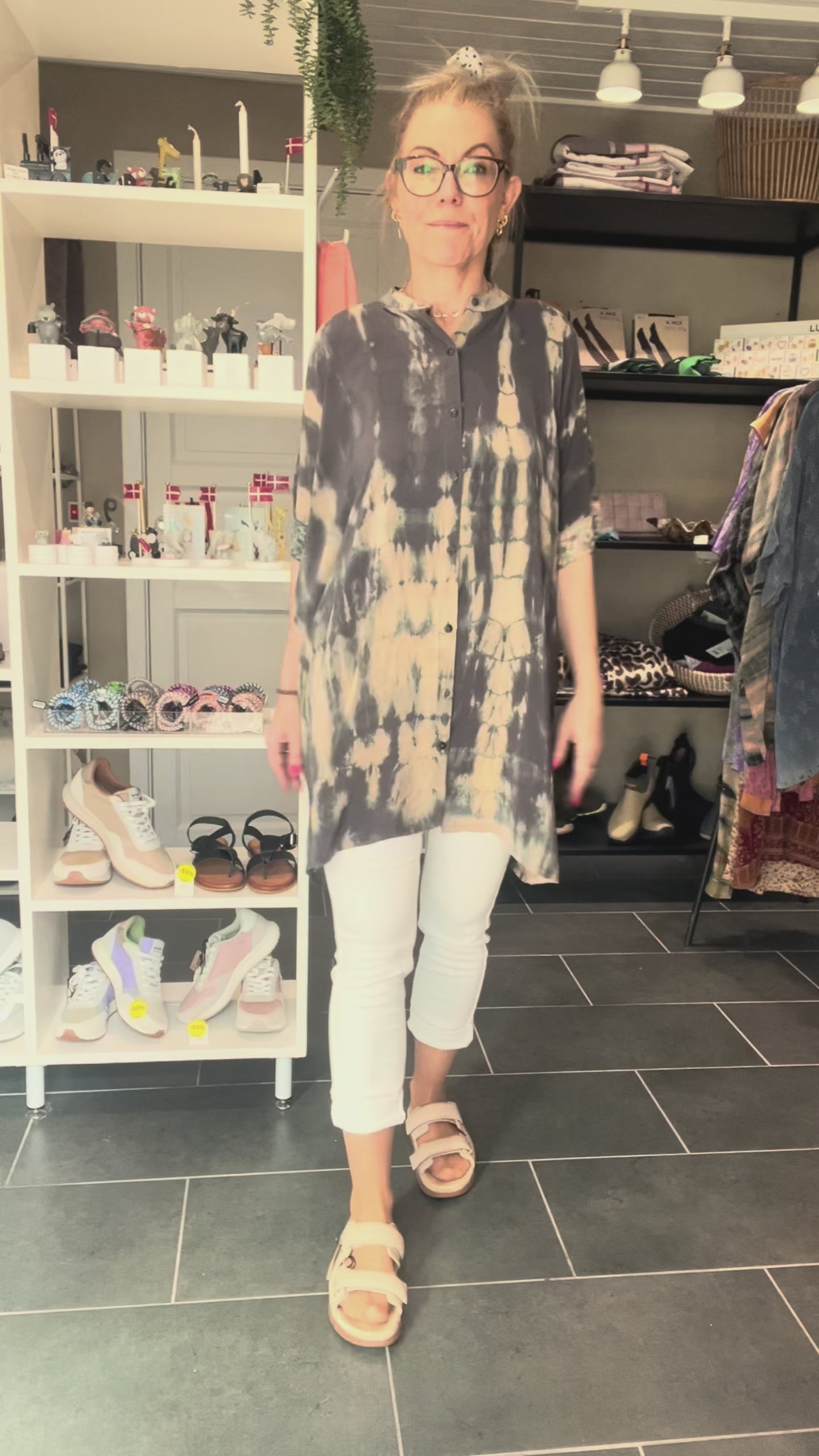 Diva tunika støvet grå og beige