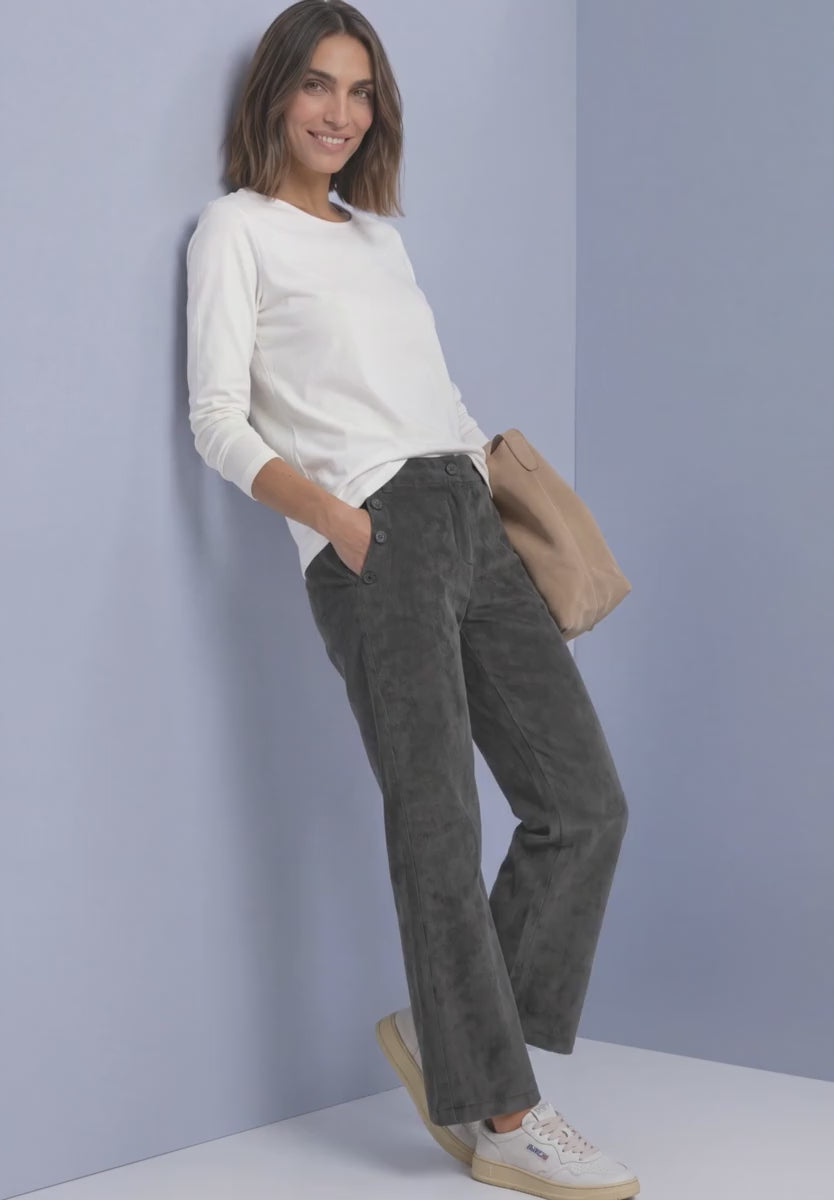 Street One Amalia Corduroy L30 mørkebrune damebukser