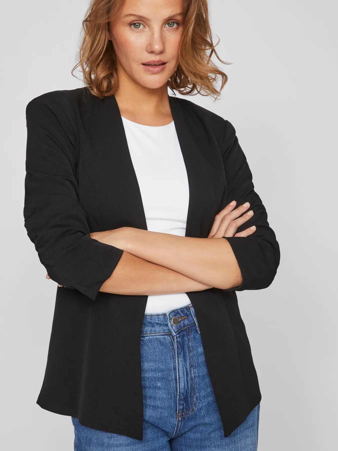 VILA VIHER NEW 3/4 Blazer 14039434 i sort – regular fit, 3/4-ærmer, foret