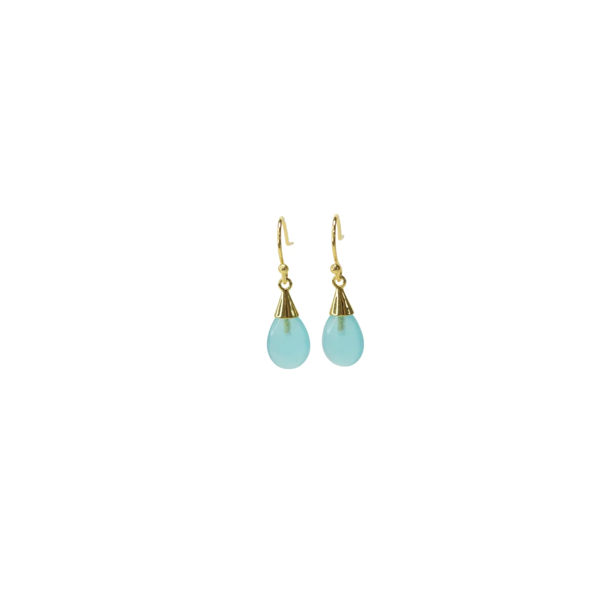 Zefina Cassiopeia Blue 14k forgyldte øreringe med blå sten, 1,0 × 0,7 cm