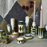 Speedtsberg Fyrfadsstage Tromme 222420 – keramikstage i grøn og hvid (2ass)